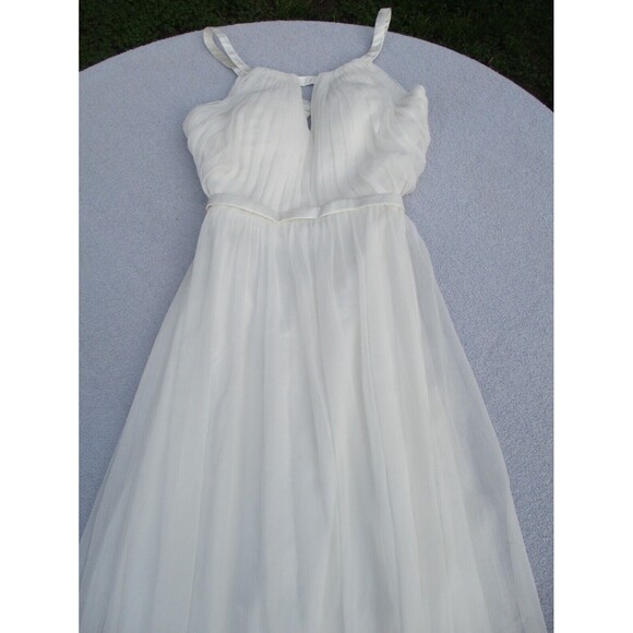 Long Evening Halter Dress Women’s Sz 2 Pure White Chiffon Satin Prom Wedding - Picture 6 of 16
